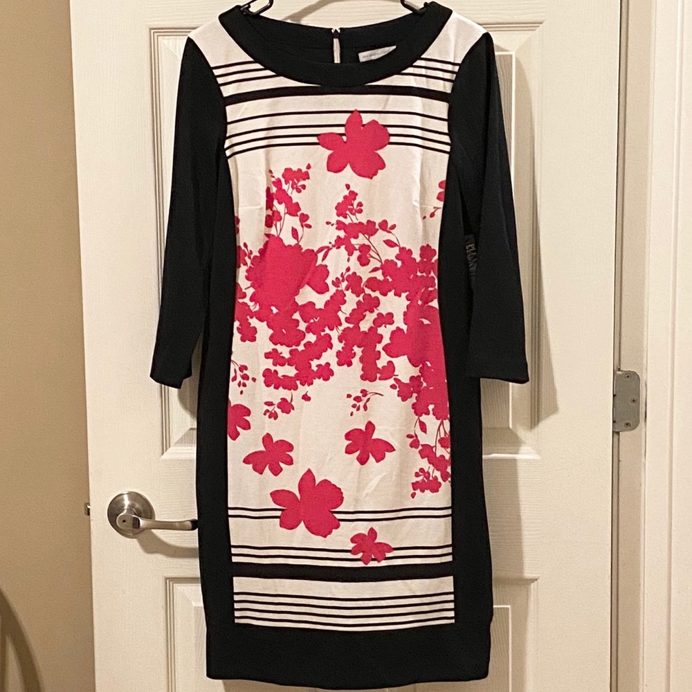 NY&C Black White Pink 3/4 Sleeve Dress NWT